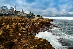 Unique Rock Formations by Pemaquid Point Light in Maine